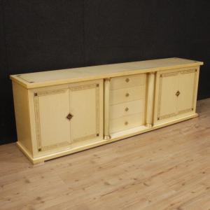 Credenza italiana in legno esotico e ottone del XX secolo